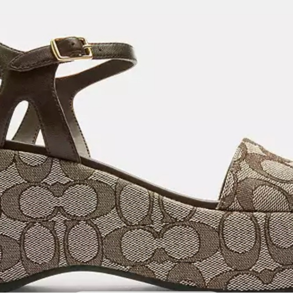 🤎 COACH- GALE WEDGE SANDAL IN SIGNATURE JACQUARD 🤎 - Picture 11 of 11